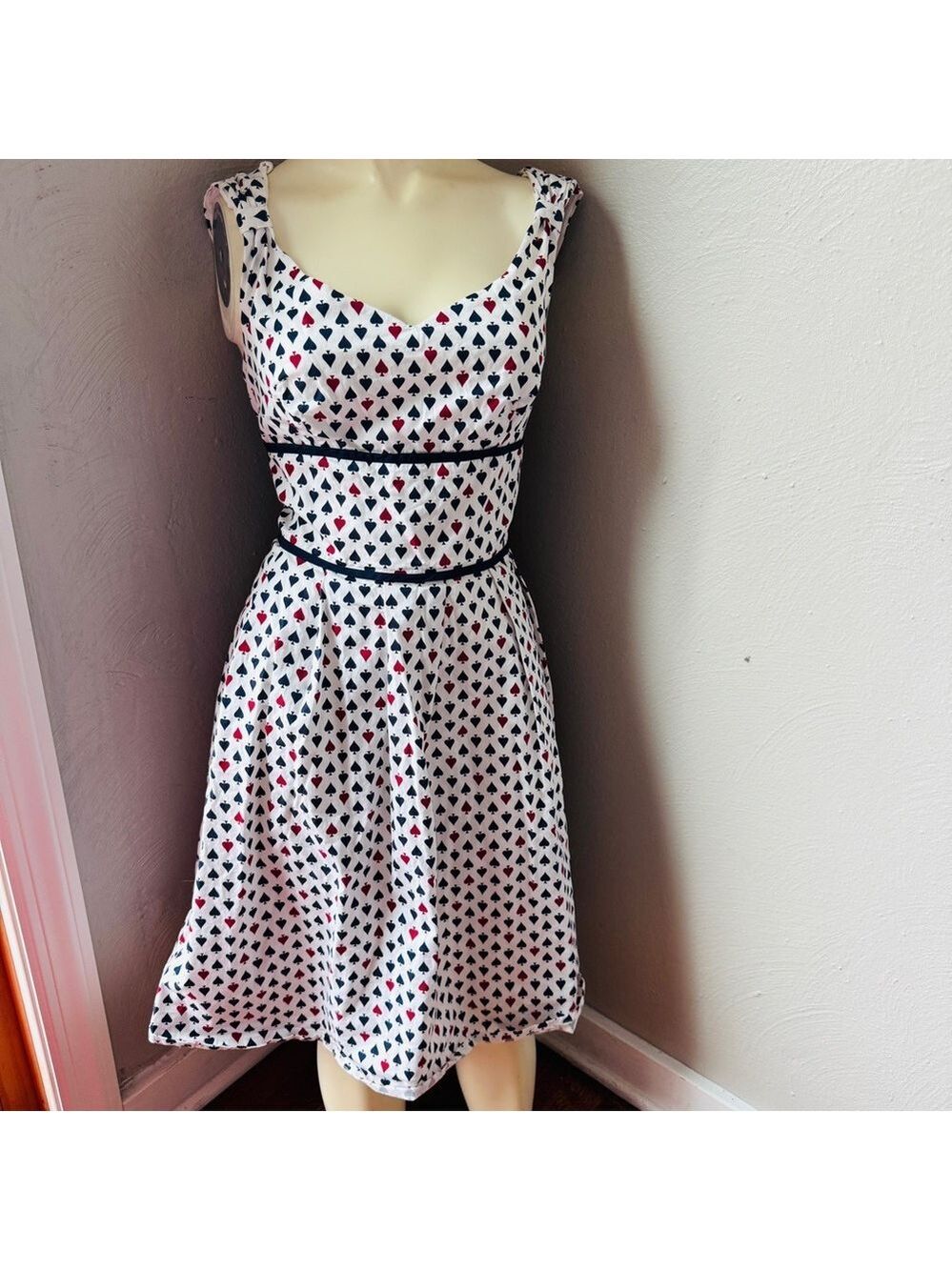 Eshakti cotton fit and flare dress with spade print size 10 sleeveless